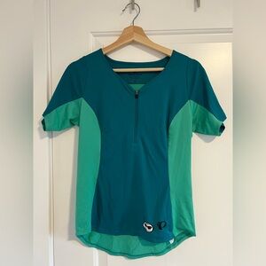 NEW women’s Pearl Izumi teal/mint Canyon short sleeve cycling jersey, size M
